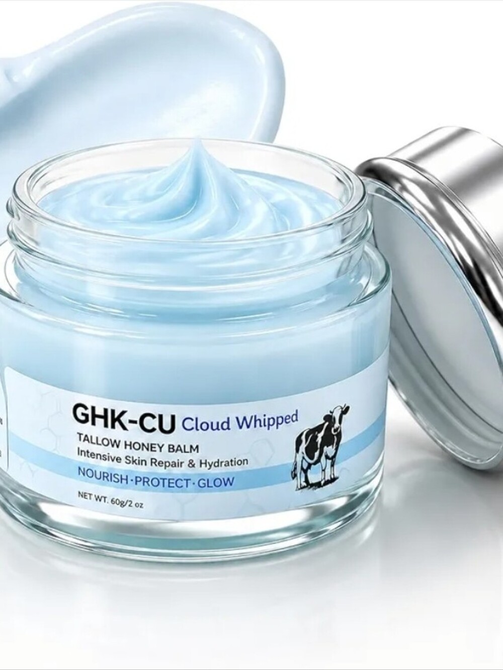 GHK-Cu Copper Peptides Whipped Beef Tallow Honey Balm for Skin 2 oz